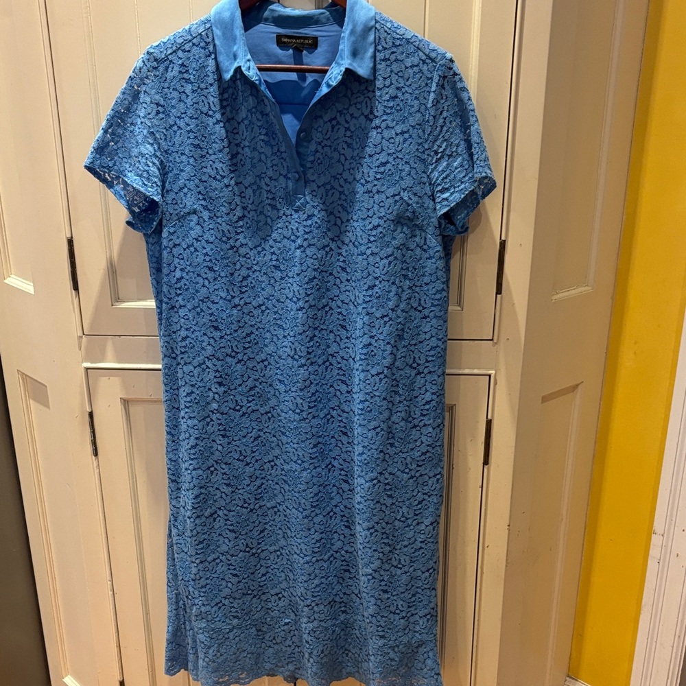 Blue Lace Polo Dress
